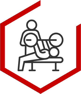 Icon of client lifting weights with personal trainer