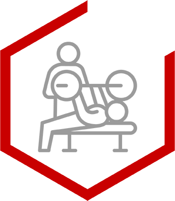 Performance icon with client lifting weights