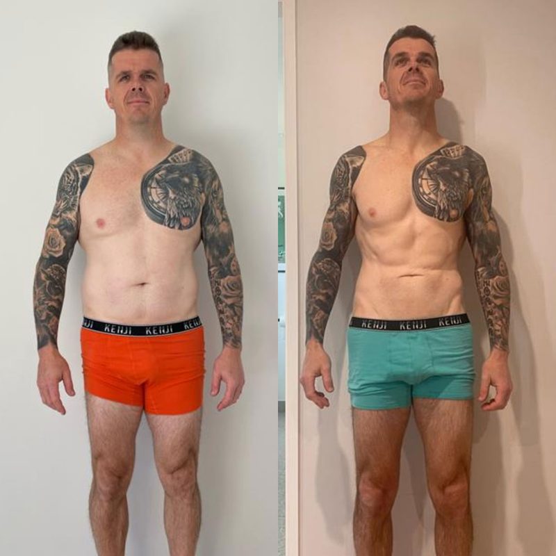 Jason's 12-week body transformation before and after results with Strength Lab coaching