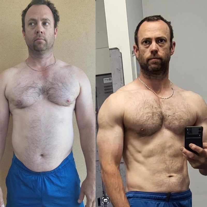 Male client overweight to muscular chest and upper body transformation results