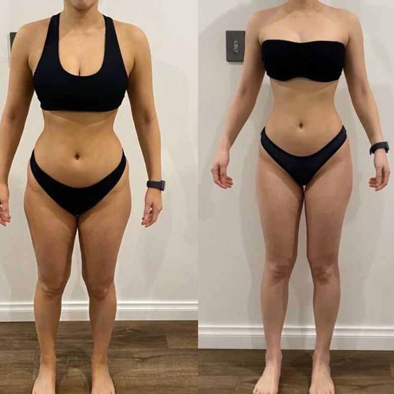 Cassie's stubborn fat loss before and after – 5kg lost in 4 weeks with Strength Lab coaching