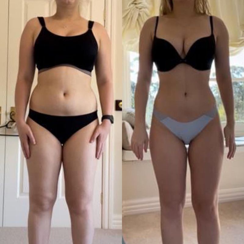 Female client fat loss and muscle definition before and after – dramatic body recomposition with Strength Lab coaching