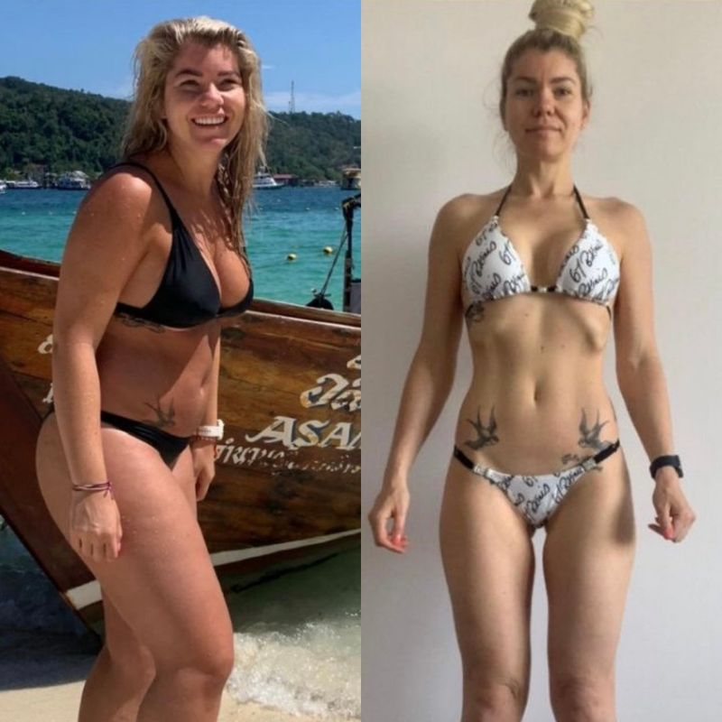 Female client fat loss and competition prep before and after – Strength Lab online coaching transformation