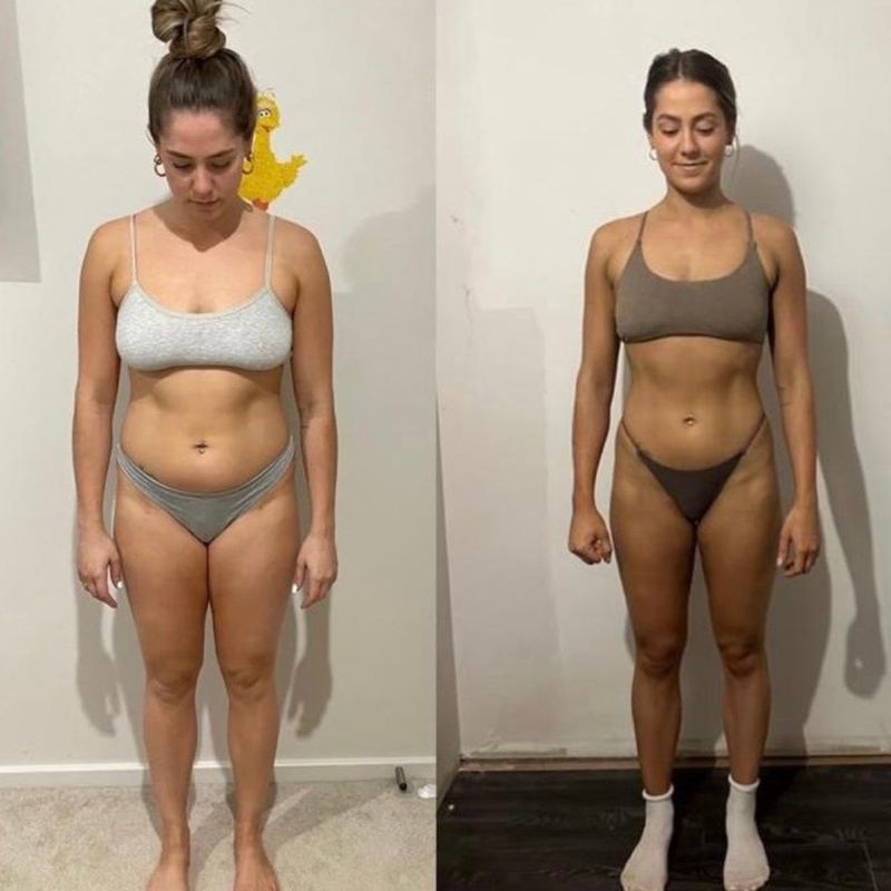 Female client waist reduction and body toning before and after – Strength Lab transformation